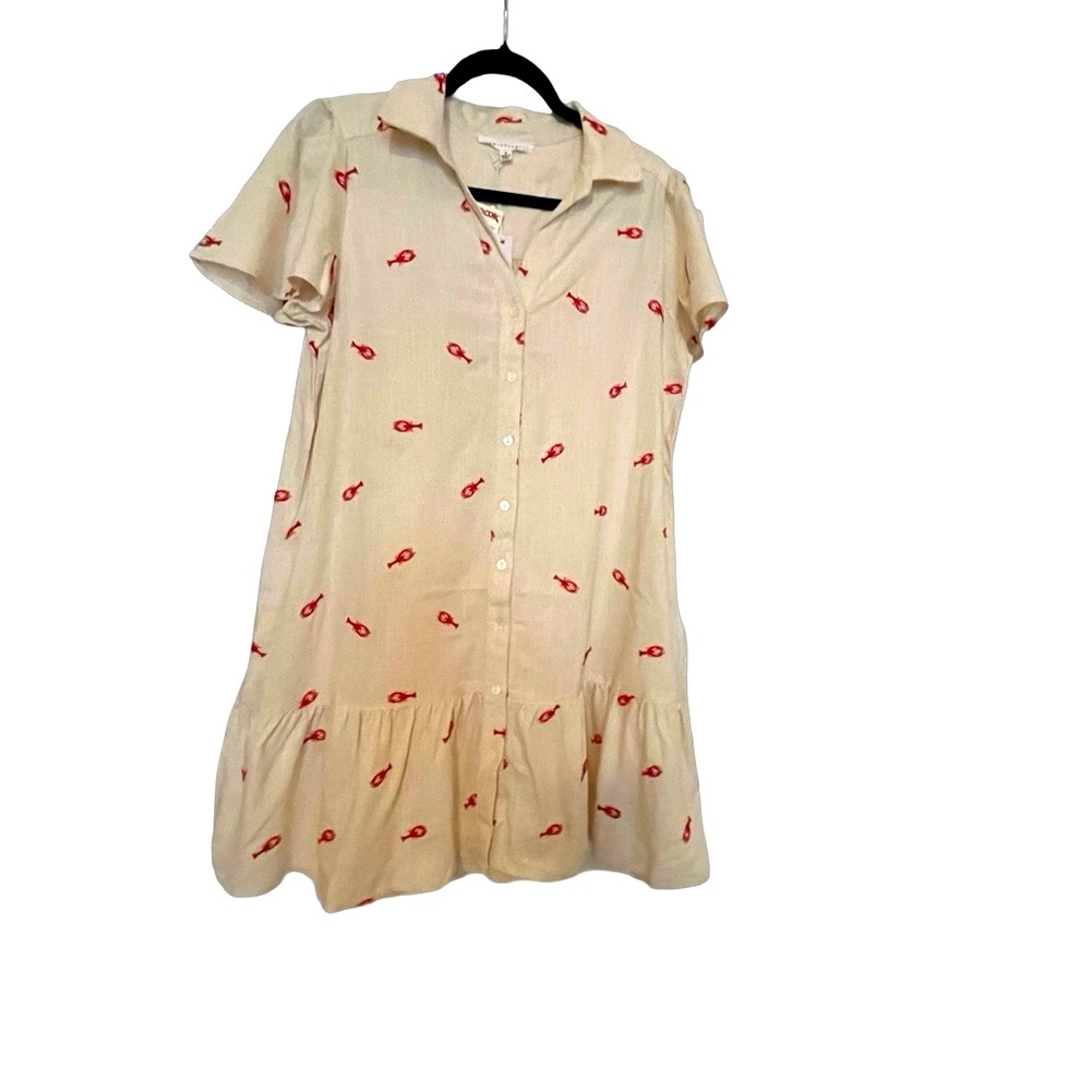 🦞NWT Embroidered Lobster Dress with pockets  - Lobster button up Dress🦞 Large